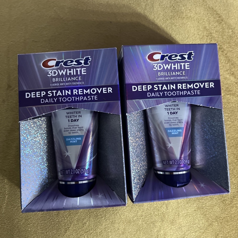 Crest 3D White Brilliance Deep Stain Remover Toothpaste Dazzling Mint 2.1oz 2pk